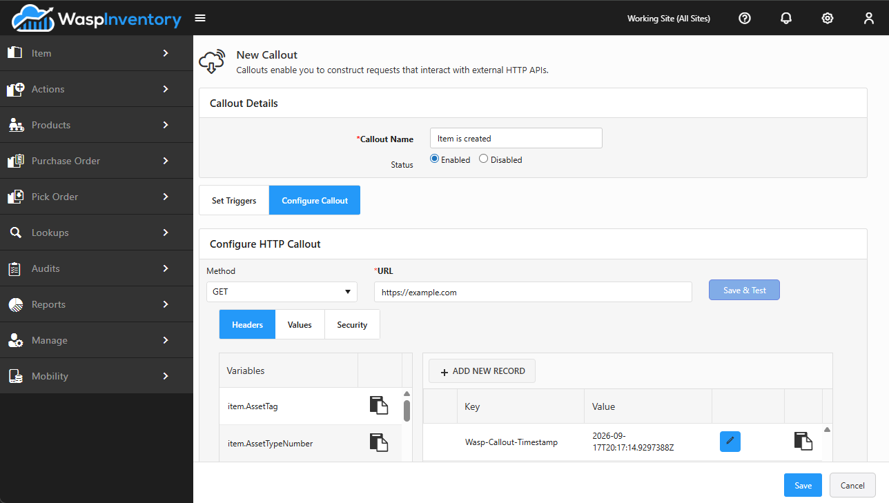 Configuring a callout’s request details