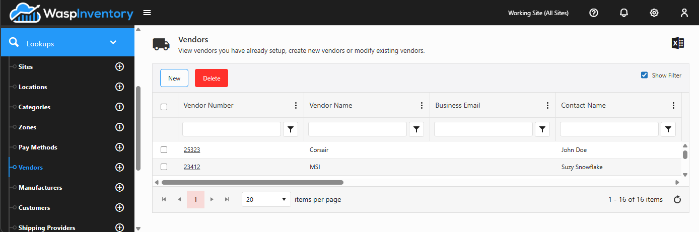 Managing vendors