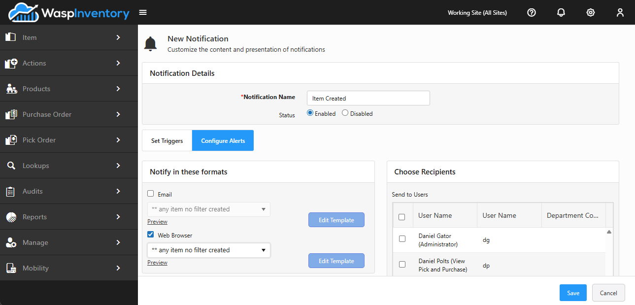 Configuring how and who a notification alerts