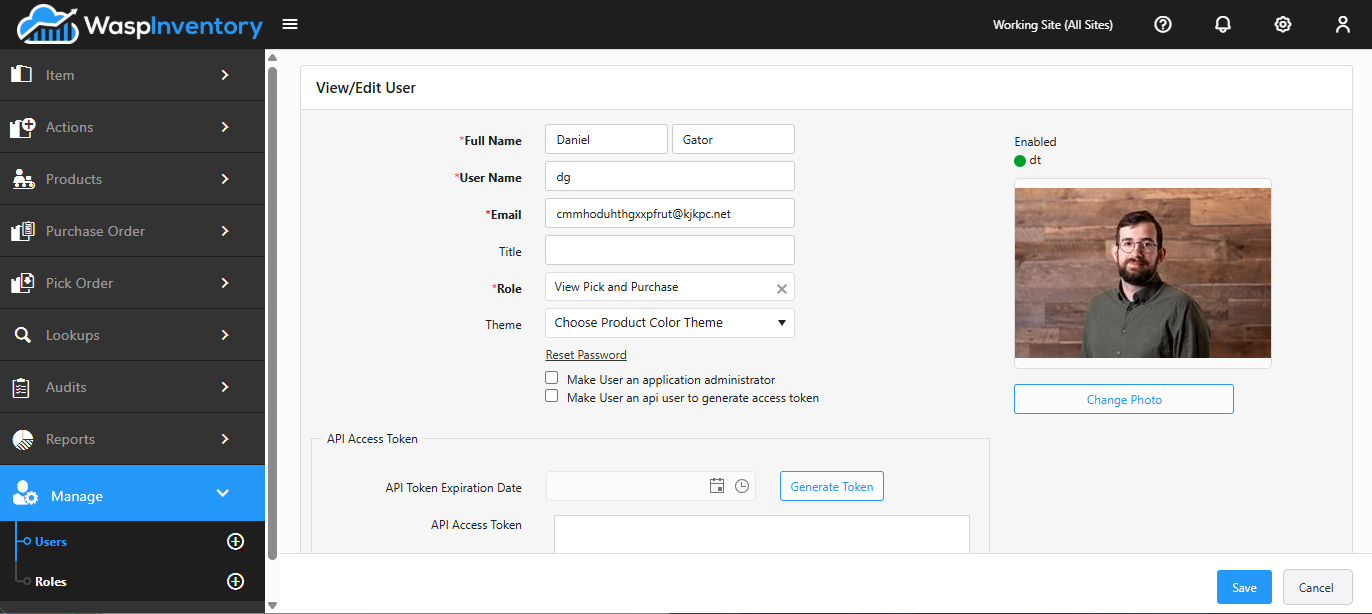 Viewing and editing a user